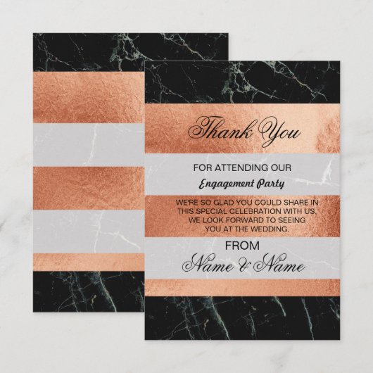 Weddenschap Hartelijk dank Zwarte Marmer Roos Gold Bedankkaart (Voorkant / Achterkant)