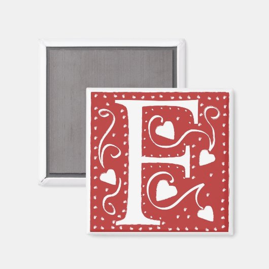 Weddenschap Harten Letter F Magneet (Voorkant / Achterkant)