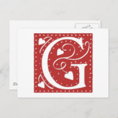 Weddenschap Harten Letter G Briefkaart (Voorkant / Achterkant)