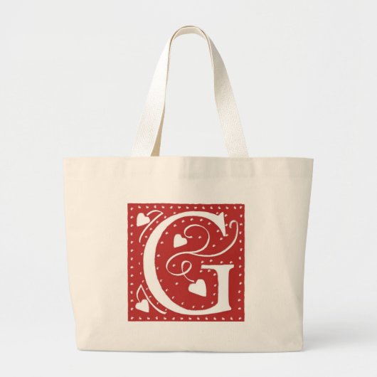 Weddenschap Harten Letter G Grote Tote Bag (Voorkant)