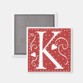 Weddenschap Harten Letter K Magneet (Voorkant / Achterkant)