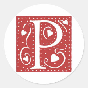 Weddenschap harten letter P Ronde Sticker