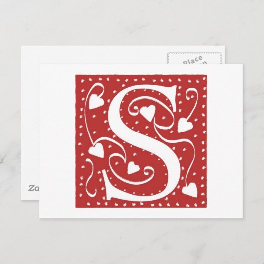 Weddenschap harten letter S Briefkaart (Voorkant / Achterkant)