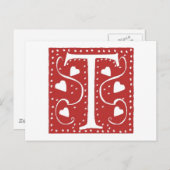 Weddenschap Harten Letter T Briefkaart (Voorkant / Achterkant)