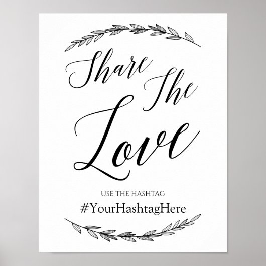 Weddenschap - Hashtag Laurel Wedding Sign Poster (Voorkant)