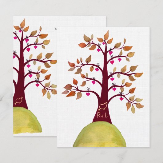 Weddenschap Herfst herfst Love Heart Tree Carving  Kaart (Voorkant / Achterkant)