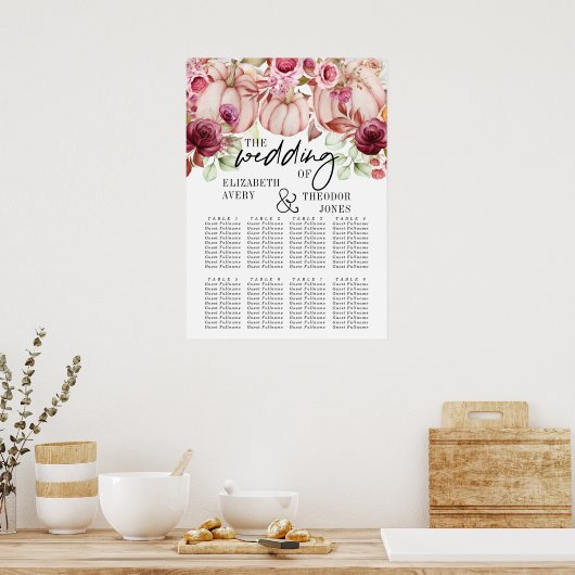 Weddenschap herfstroze roze zitplaatsen poster (Keuken)