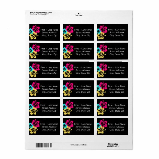 Weddenschap - Hibiscus Colorful Flowers Etiket (Full Sheet)