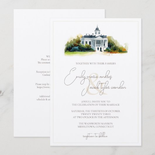 Weddenschap - Historisch gebouw in Waterverf Kaart (Voorkant / Achterkant)