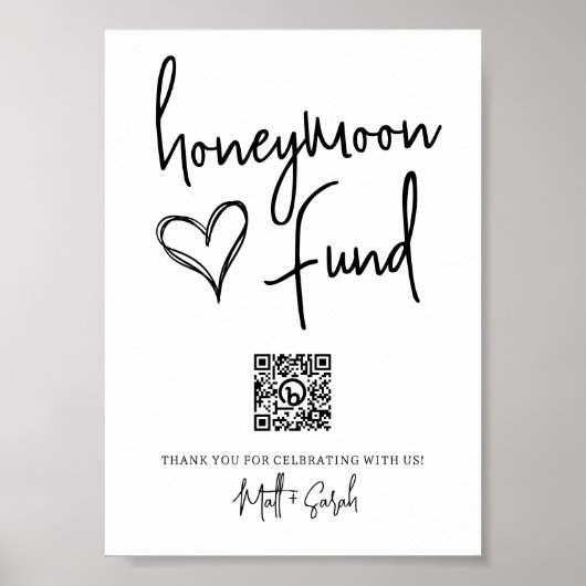 Weddenschap-Honeymoom-fonds met QR-code Poster (Voorkant)