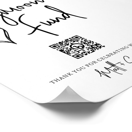 Weddenschap-Honeymoom-fonds met QR-code Poster (Hoek)