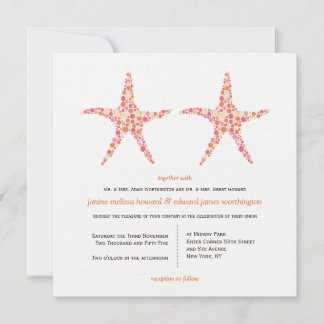 Weddenschap Honeysuckle Peach Starfish Beach Invit Kaart