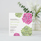Weddenschap Hot Pink & Green Flower Blooms Invitat Kaart (Staand voorkant)
