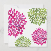 Weddenschap Hot Pink & Green Flower Blooms Invitat Kaart (Achterkant)