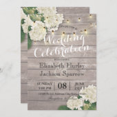 Weddenschap Hydrangea Flower String Lights Rustic Kaart (Voorkant / Achterkant)