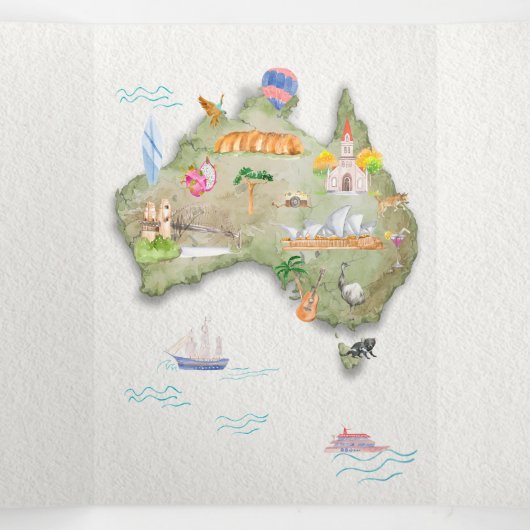 Weddenschap in Australië Drieluik Uitnodiging (Binnenkant midden)