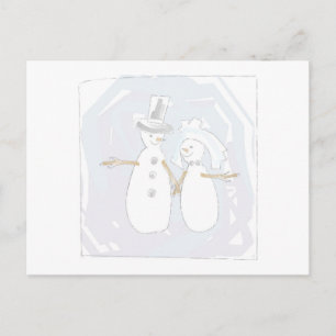 Weddenschap in de sneeuwbride en bruidegom briefkaart
