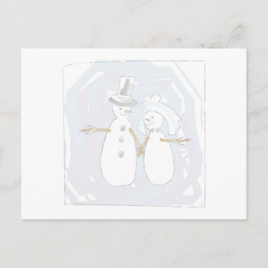 Weddenschap in de sneeuwbride en bruidegom briefkaart (Voorkant)