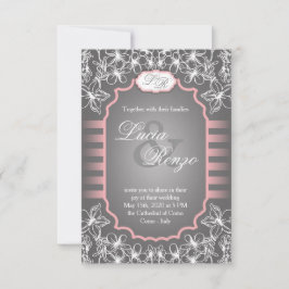 Weddenschap in elegant grijs en roze kaart