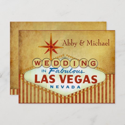 Weddenschap in Fabulous Las Vegas - strepen Aankondigingskaart (Voorkant / Achterkant)