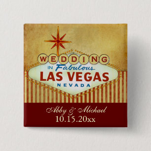 Weddenschap in Fabulous Las Vegas -  strepen Vierkante Button 5,1 Cm