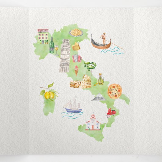 Weddenschap in Italië Drieluik Uitnodiging (Binnenkant midden)