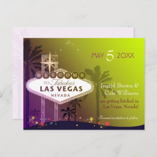 Weddenschap in Las Vegas Nevada Save the Date Aankondigingskaart (Voorkant / Achterkant)