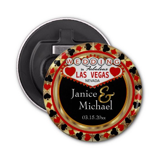 Weddenschap in Las Vegas - Rood Button Flesopener (Voorkant)