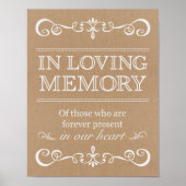 Weddenschap - In Loving Memory Rustic Wedding Sign Poster (Voorkant)