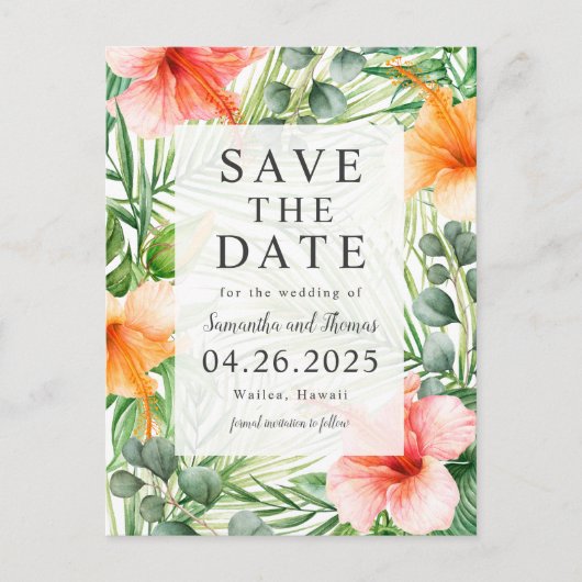 Weddenschap in Paradise Save the Date Aankondigingskaart (Voorkant)