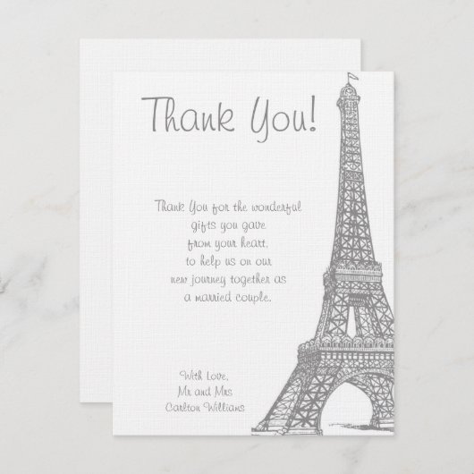 Weddenschap in Parijs Fort Hartelijk dank Bedankkaart (Voorkant / Achterkant)