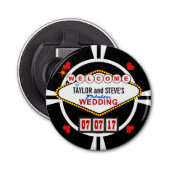 Weddenschap in Vegas Casino Favor Poker Chip Button Flesopener (Voorkant)