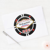 Weddenschap in Vegas Casino Favor Poker Chip Ronde Sticker (Envelop)