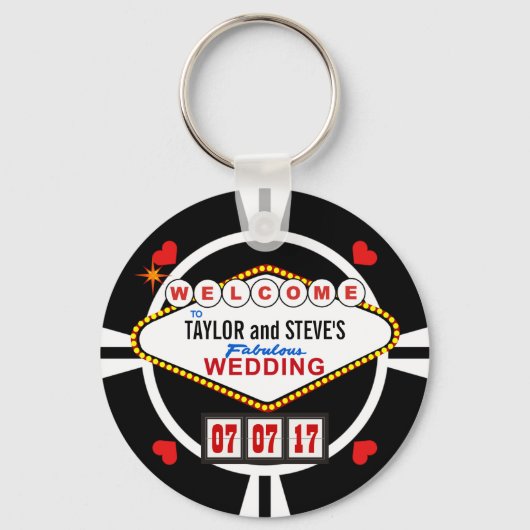 Weddenschap in Vegas Casino Favor Poker Chip Sleutelhanger (Voorkant)