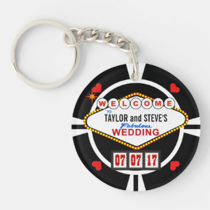 Weddenschap in Vegas Casino Favor Poker Chip Sleutelhanger