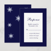 Weddenschap in Winter RSVP (blauw) Kaartje (Voorkant / Achterkant)