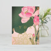Weddenschap Indiase stijl Roze Gold WaterLilley Kaart (Staand voorkant)