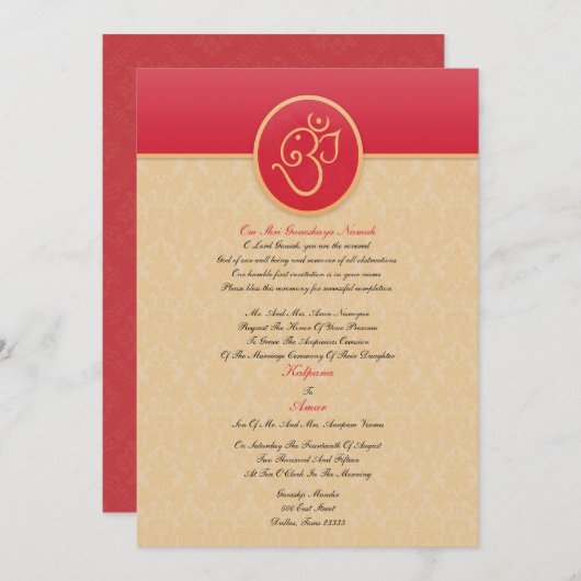 Weddenschap Indische stijl Vlat Uitnodiging (Voorkant / Achterkant)
