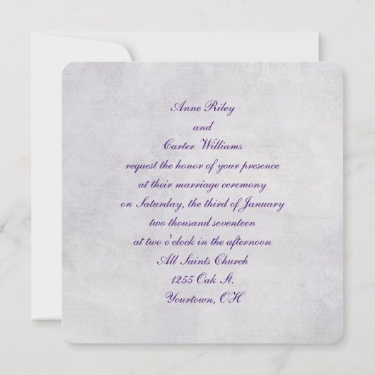 Weddenschap ingegraven Floral Border Kaart (Achterkant)