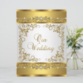 Weddenschap Invite Metallic Gold White Diamond Kaart (Staand voorkant)