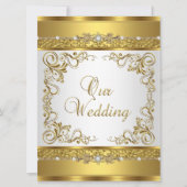 Weddenschap Invite Metallic Gold White Diamond Kaart (Voorkant)