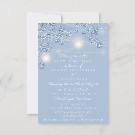 Weddenschap Jars Rustic Glitter Blue Pastel Kaart (Voorkant)