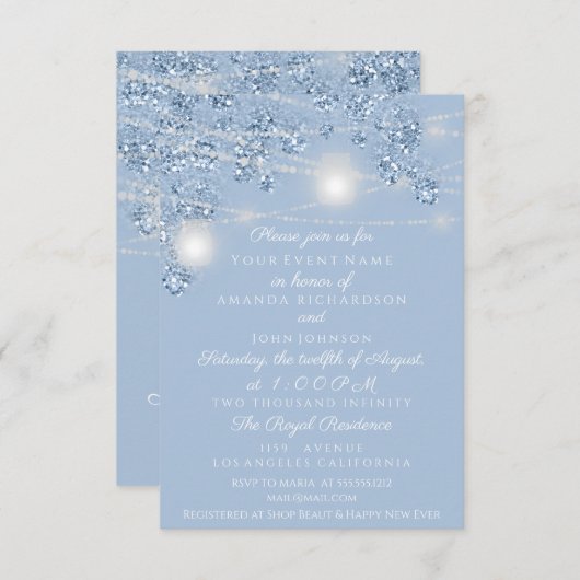 Weddenschap Jars Rustic Glitter Blue Pastel Kaart (Voorkant / Achterkant)