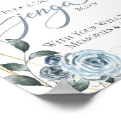 Weddenschap Jenga Dusty Blue Floral Sign Poster (Hoek)