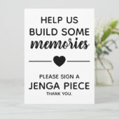Weddenschap Jenga Guest Book Sign Kaart (Staand voorkant)