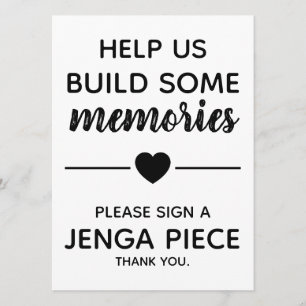 Weddenschap Jenga Guest Book Sign Kaart