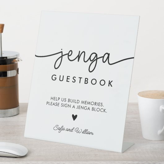 Weddenschap Jenga Guest Book Sign Reclamebord Met Voetstuk (Insitu)