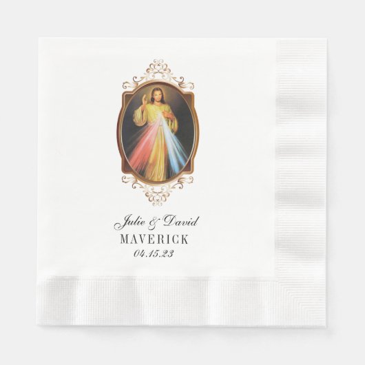 Weddenschap Jesus Divine Mercy Elegant Paper Napki Servet (Voorkant)