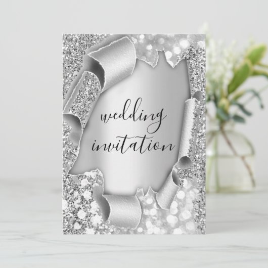 Weddenschap Jubileum 3D-effect Glam Gray Silver Kaart (Staand voorkant)