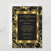 Weddenschap Jubileum Black Gold Damask foto Kaart (Achterkant)
